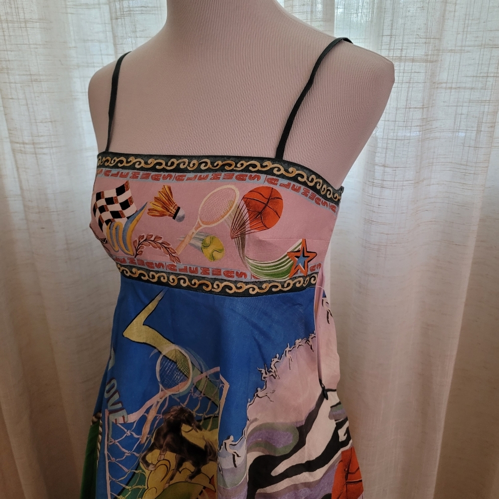 ALÉMAIS Lucky Pace Shirred Linen Midi Sun Dress US 0 NWT - Picture 6 of 10